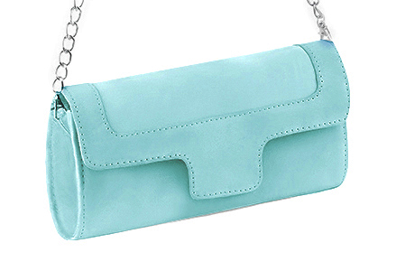 Handcrafted women's elegant clutch in premium aquamarine blue leather. Perfect for weddings, ceremonies, and parties.  
                Choose from our luxurious collections of leather and fabric to perfectly match your clutches to your outfits.